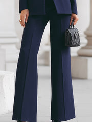 High-Collar Blazer & Wide-Leg Trousers Set