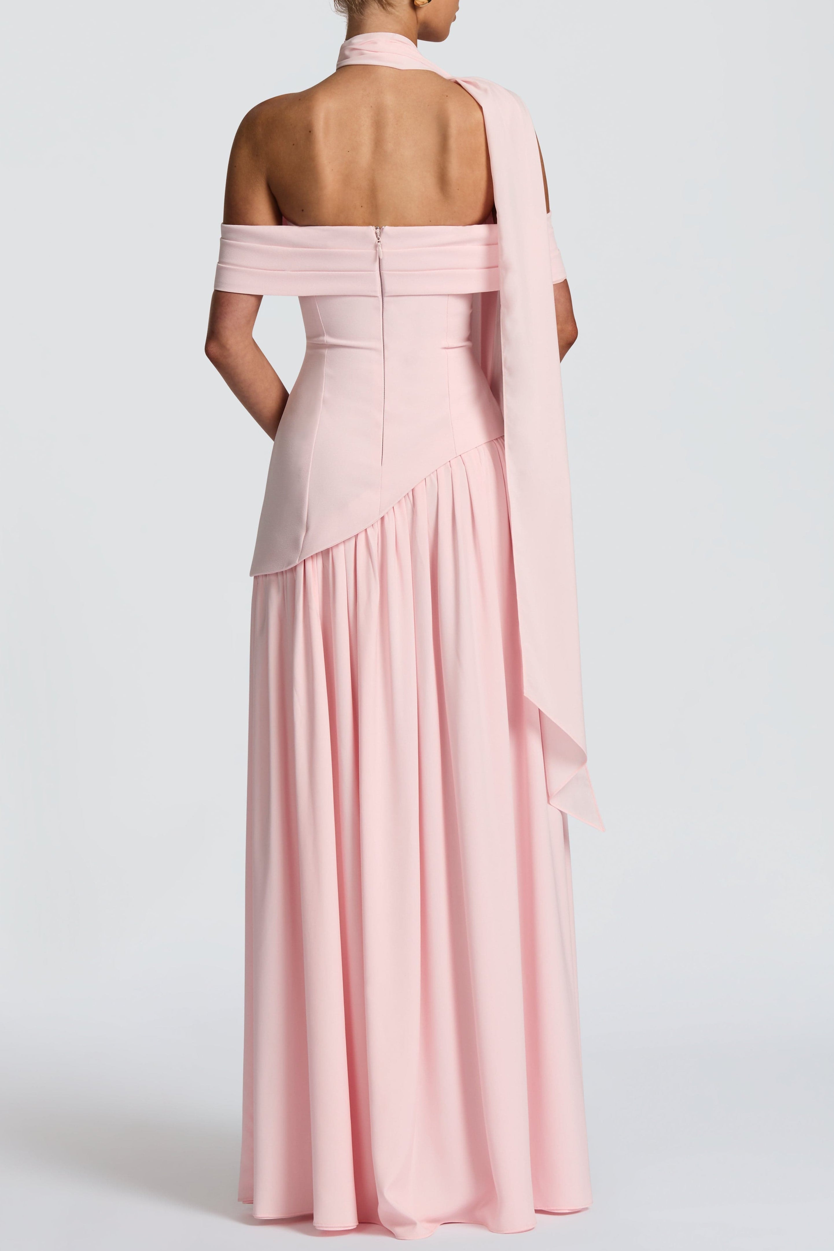 Off-Shoulder High Maxi Dress - Blush