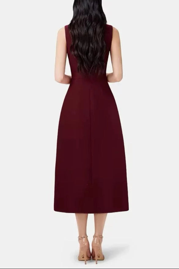 Collar Blazer Midi Dress in Red