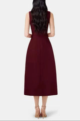 Collar Blazer Midi Dress in Red