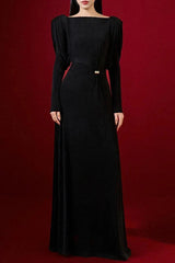 Knitted Fabric Maxi Dress in black