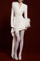Feather Blazer in White
