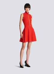 Sleeveless Plaid Knit Top Skirt Set in Red