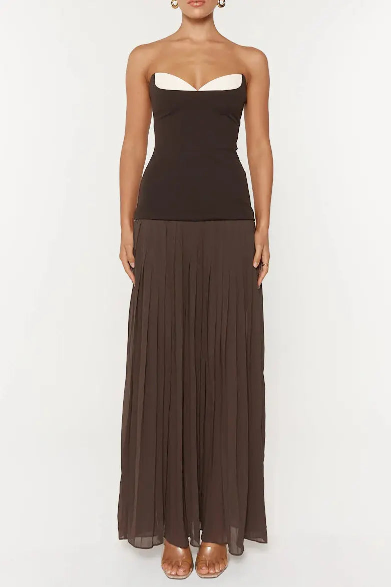 Detail Maxi Dress in Brown