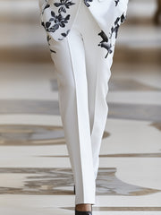 White Floral Printed Pantsuit Set