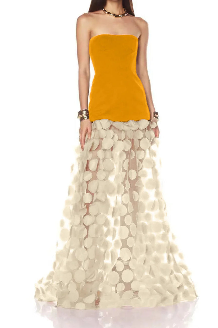 Mesh Maxi Dress in Orange