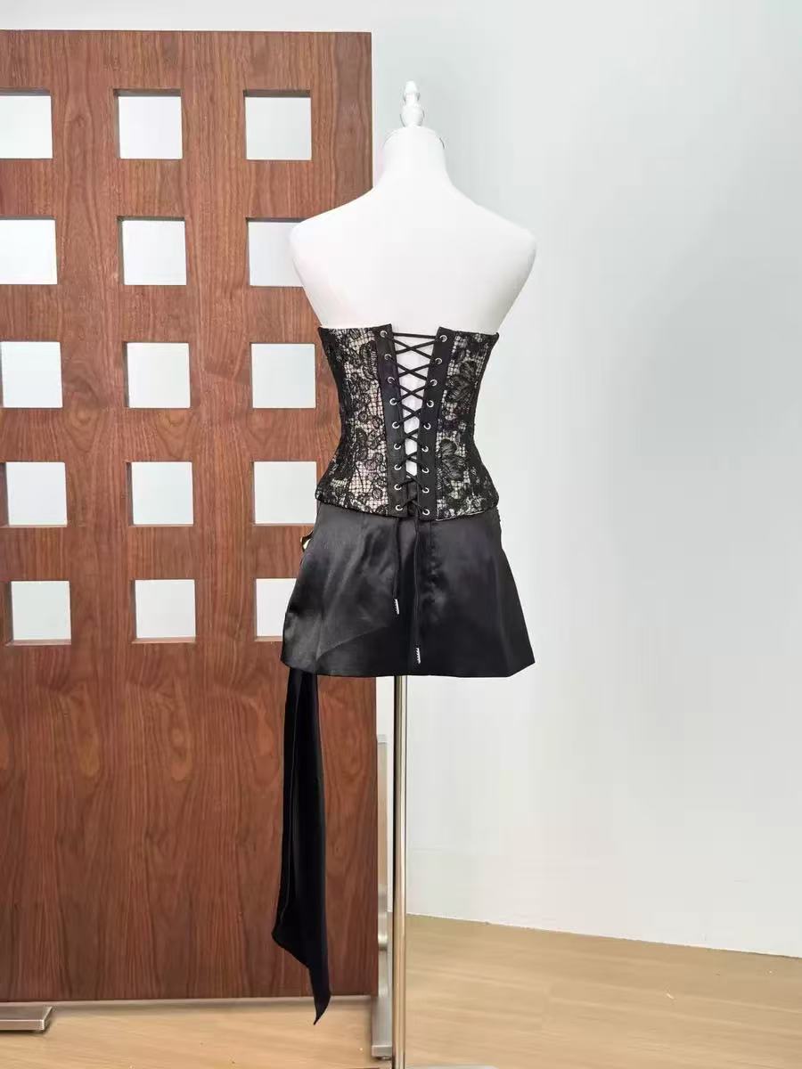 Black Lace Detail Mini Dress
