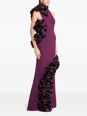 Ruffled-Bodycon Gown Claret