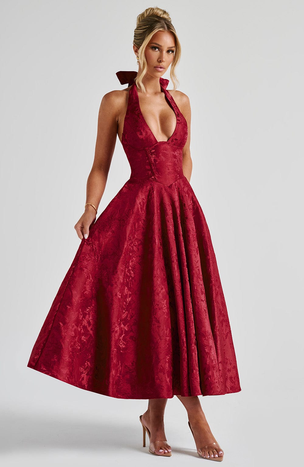 Back Midi Dress - Red