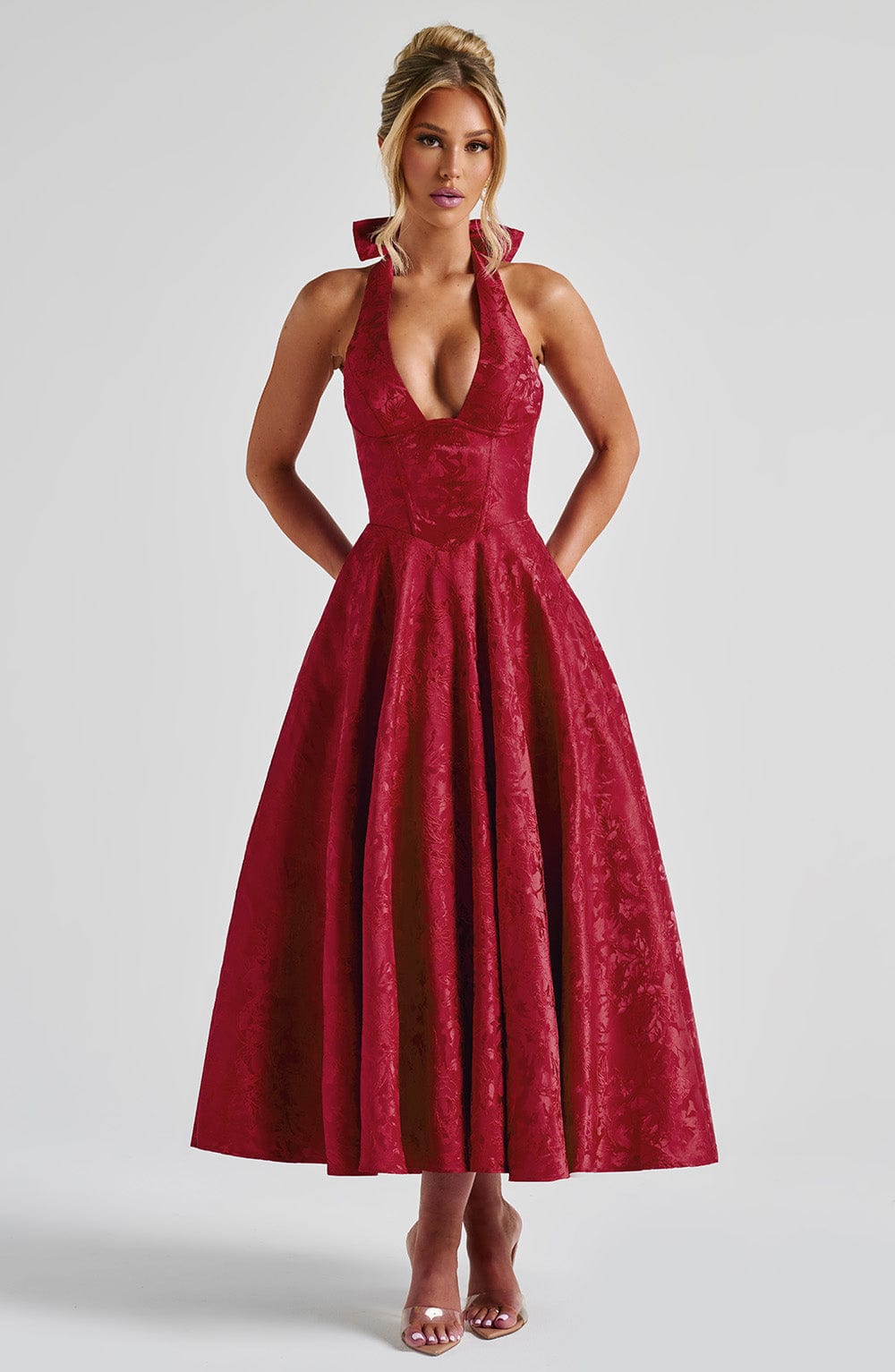 Back Midi Dress - Red