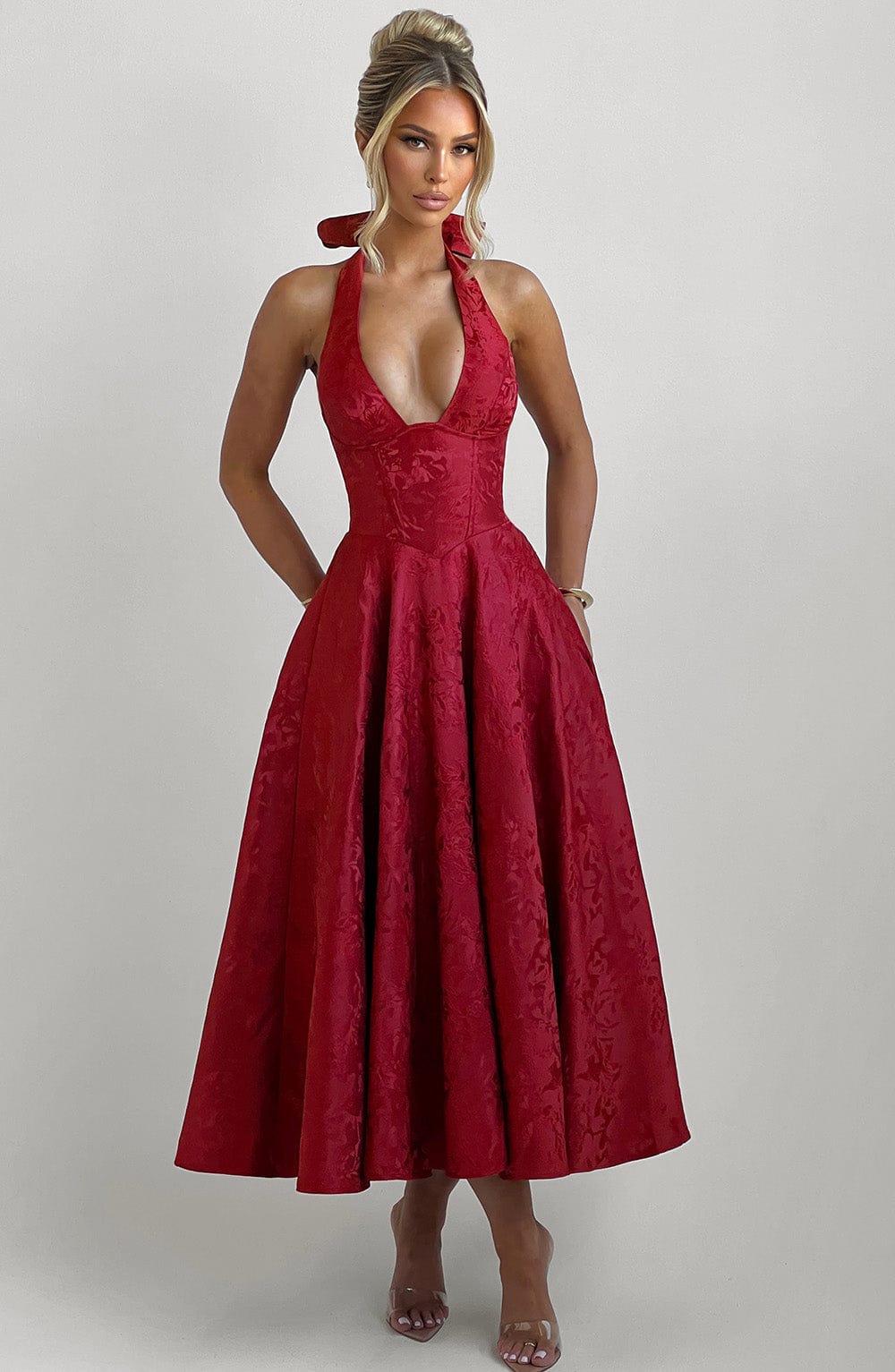 Back Midi Dress - Red