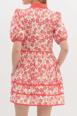 Floral Print Collared Mini Dress