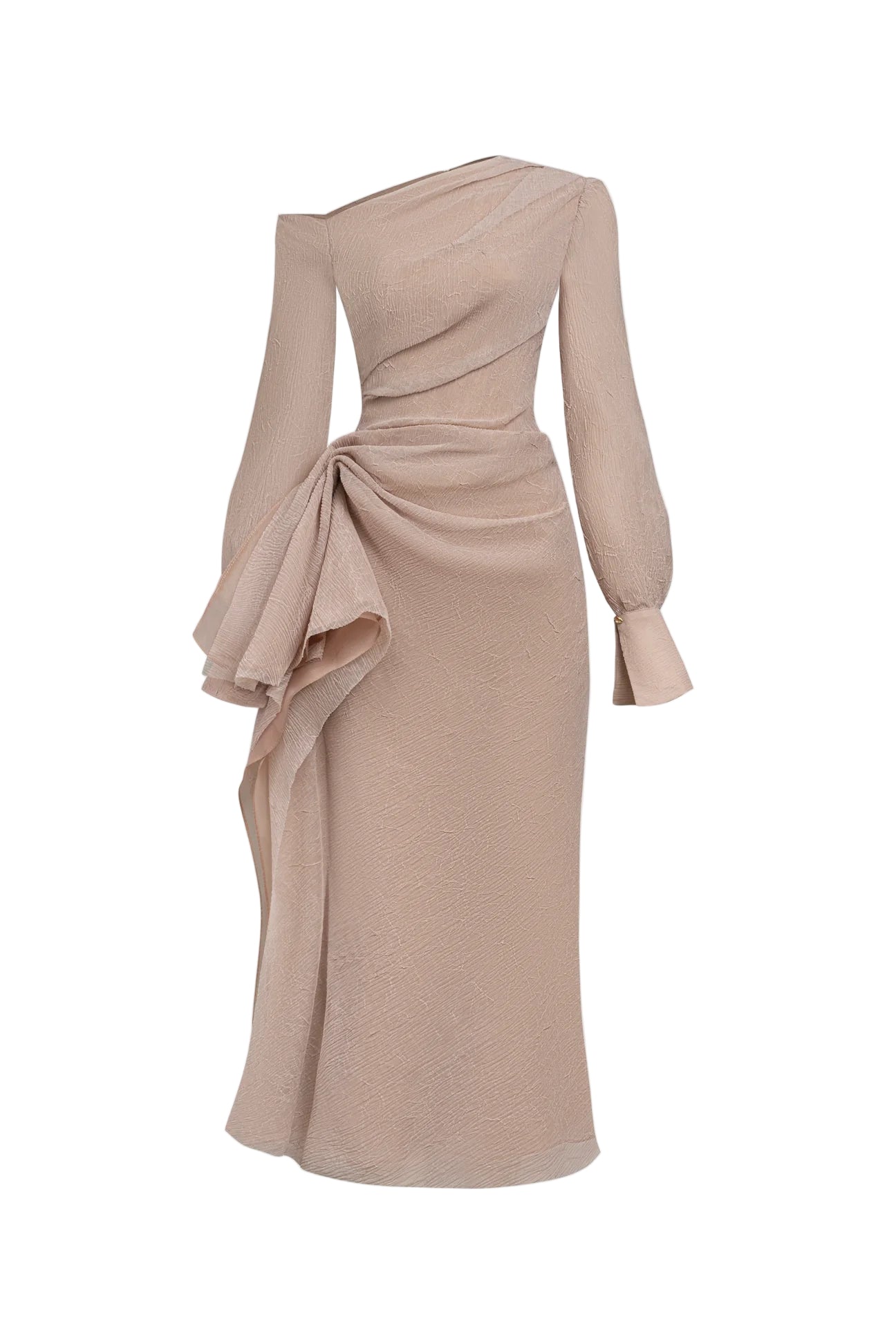 BriLong Sleeve Maxi Dress in Beige
