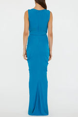 Drape Disconnect Tank Maxi Dress in Blue