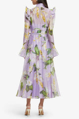 Blossom Print Sleeve Midi Dress