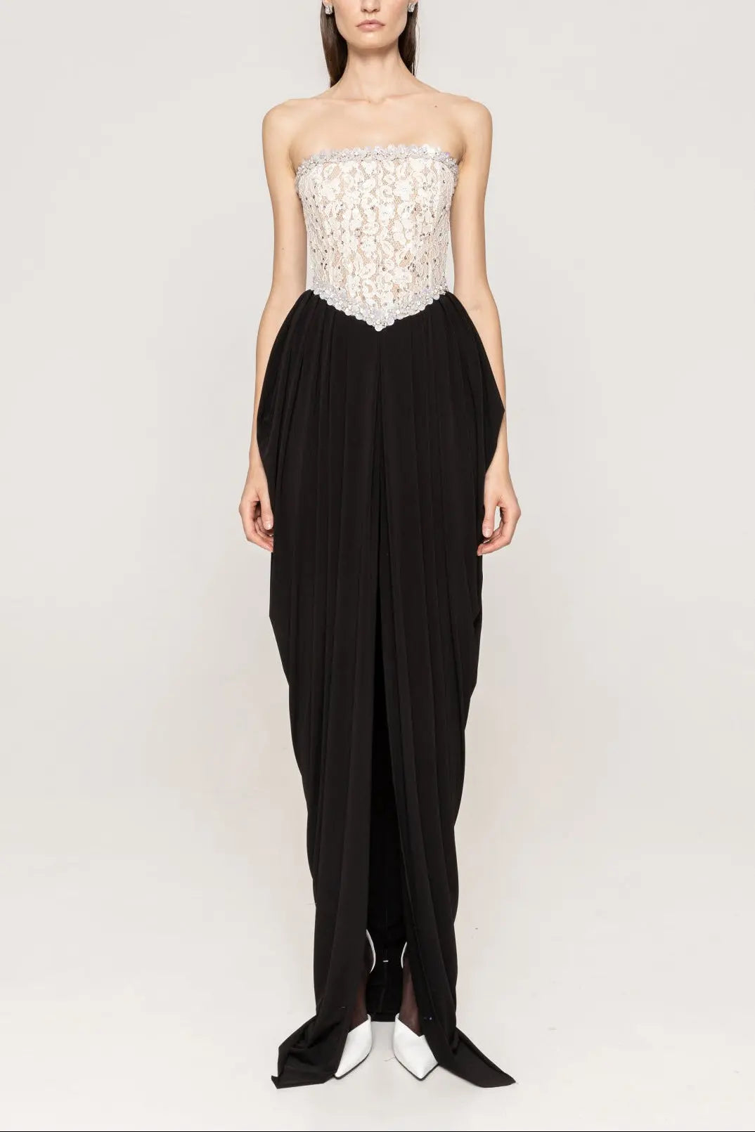 Lace Embellished Maxi Dress in black
