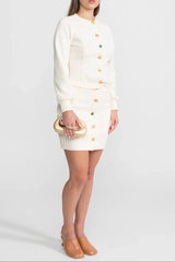 Embellished Button Co-ord Set Ivoire