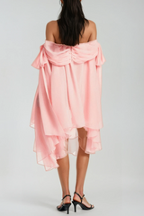 Pink Off Shoulder Mini Dress & Shorts Set