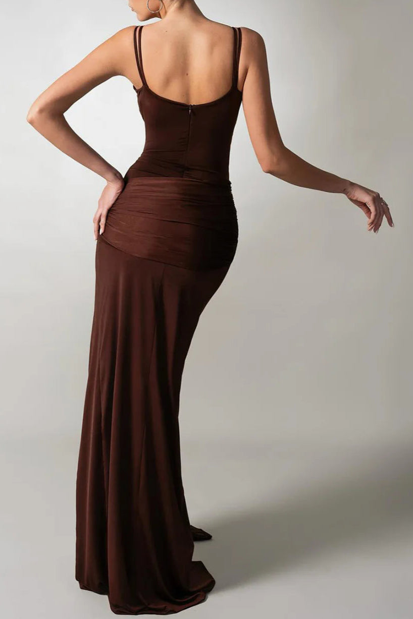 Strappy Maxi Dress in Brown