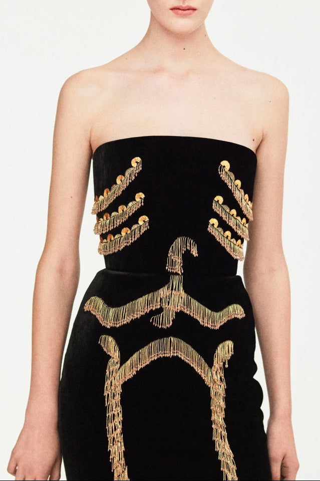 Embellished Bustier Mini Dress in Black