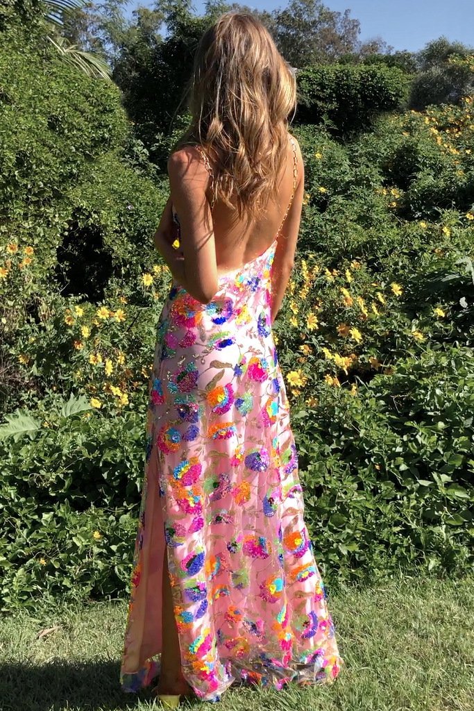 Embroidered Ses Backless Maxi Dress