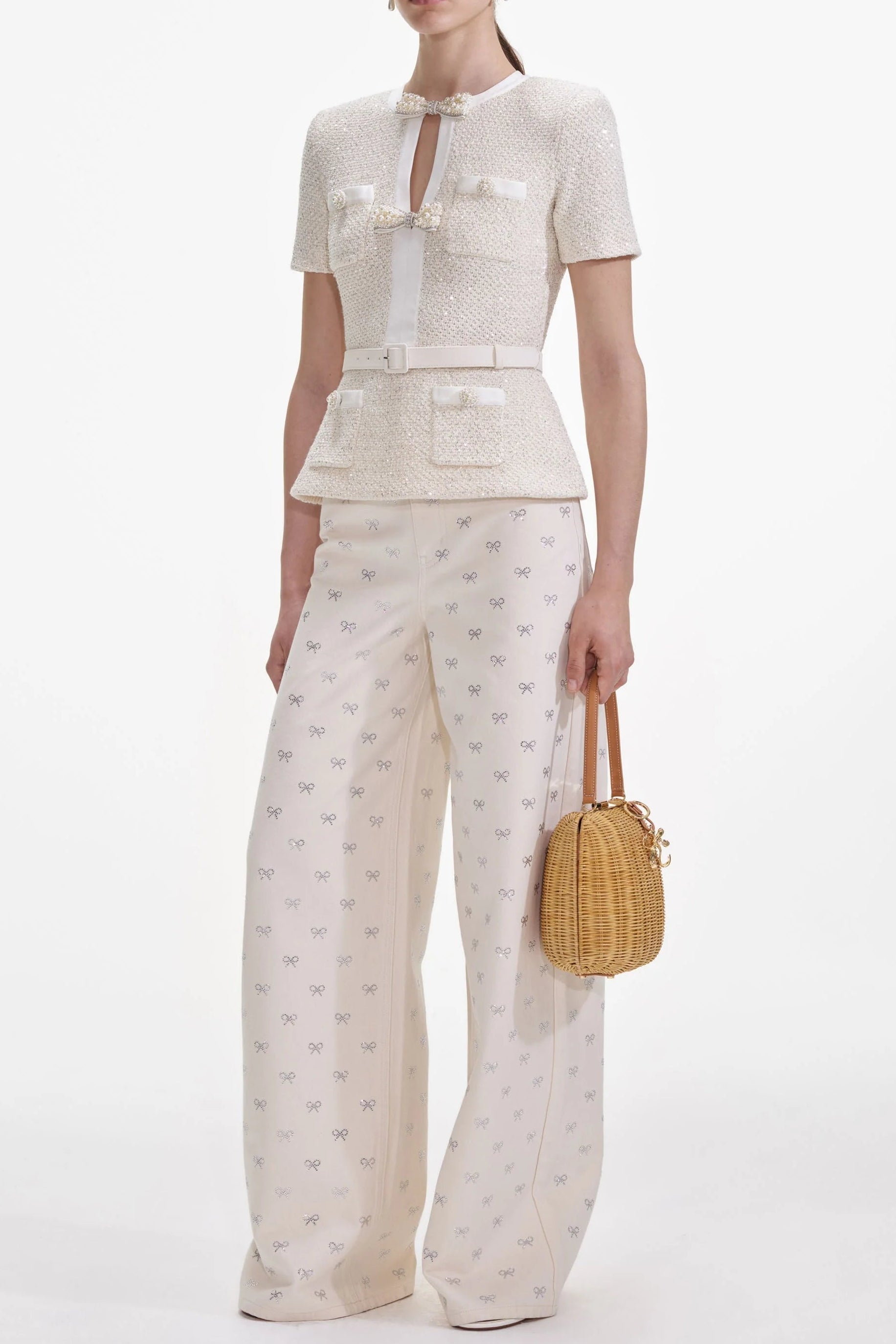 Cream Sequin Knit Top