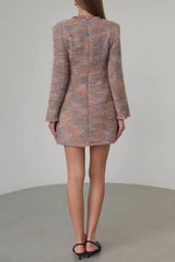 V-Neck Long Sleeve Mini Dress in Multicolor