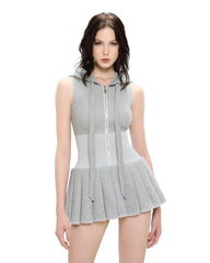 Sleeveless Knit Mini Dress - Grey