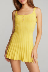 Golf Knitted Mini Dress in Yellow