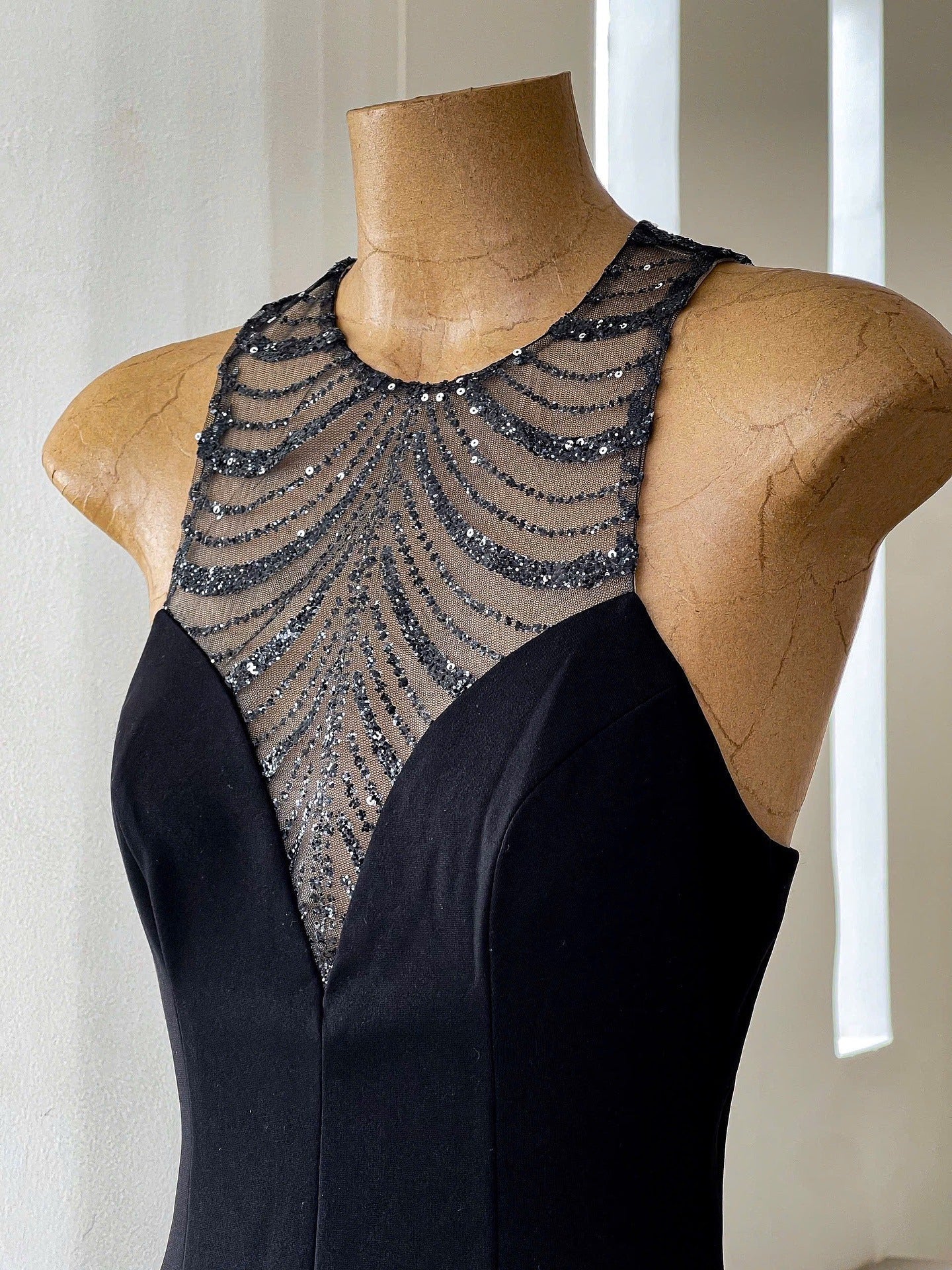 Sequin Ruched Hem Mini Dress in Black