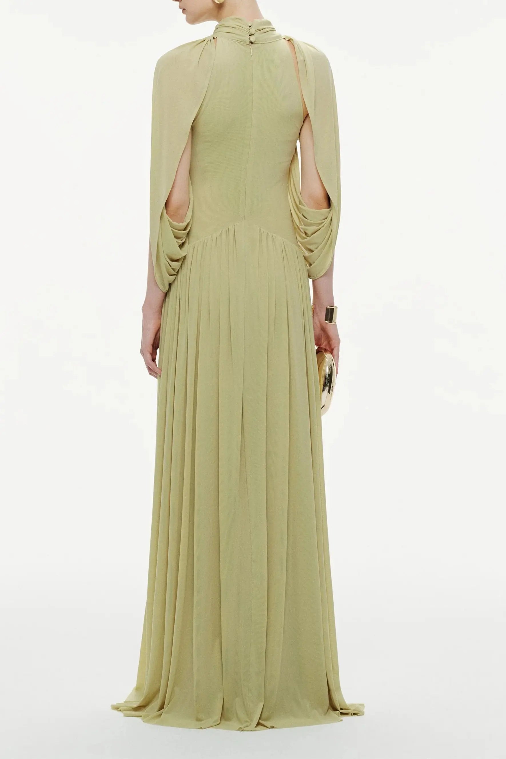 Green Cape Sleeve Knit Maxi Dress