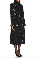 Crystal Embellished Coat in Black