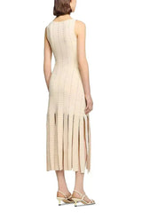 Fringed Knit Maxi Dress in Ecru