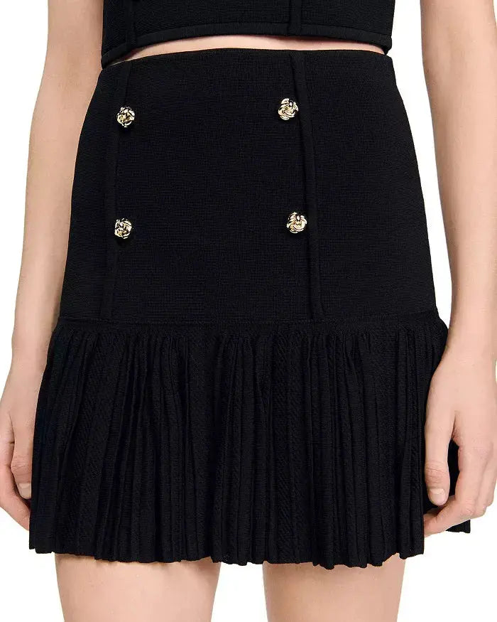 Double Breasted Ruffle Mini Skirt