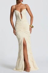 Bodycon Maxi Dress in Kahki