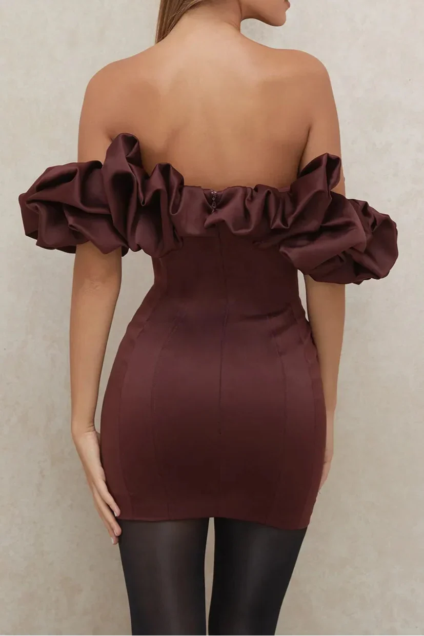 Satin Ruffle Mini Dress