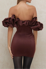 Satin Ruffle Mini Dress