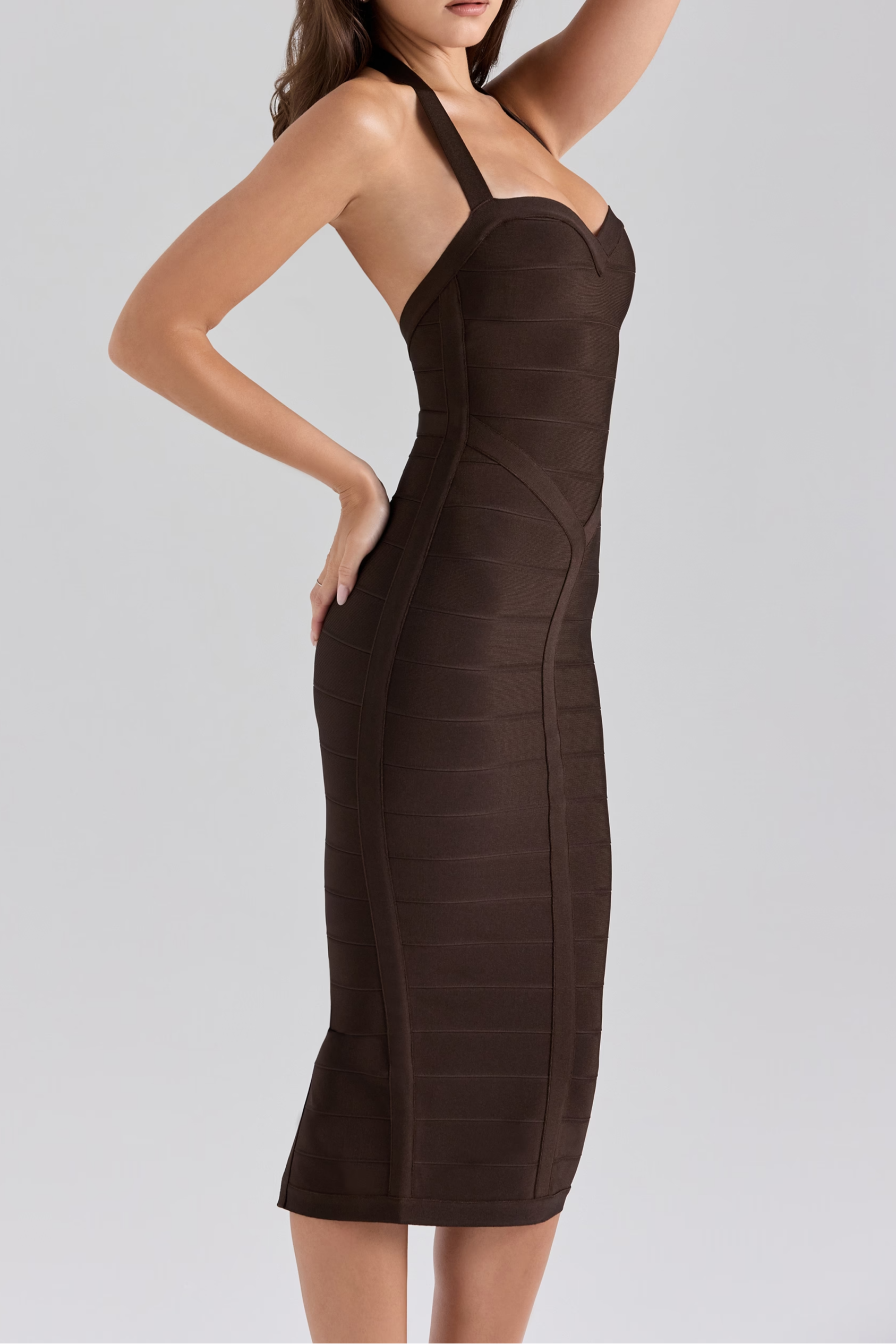 Halter Bodycon Midi Bandage Dress