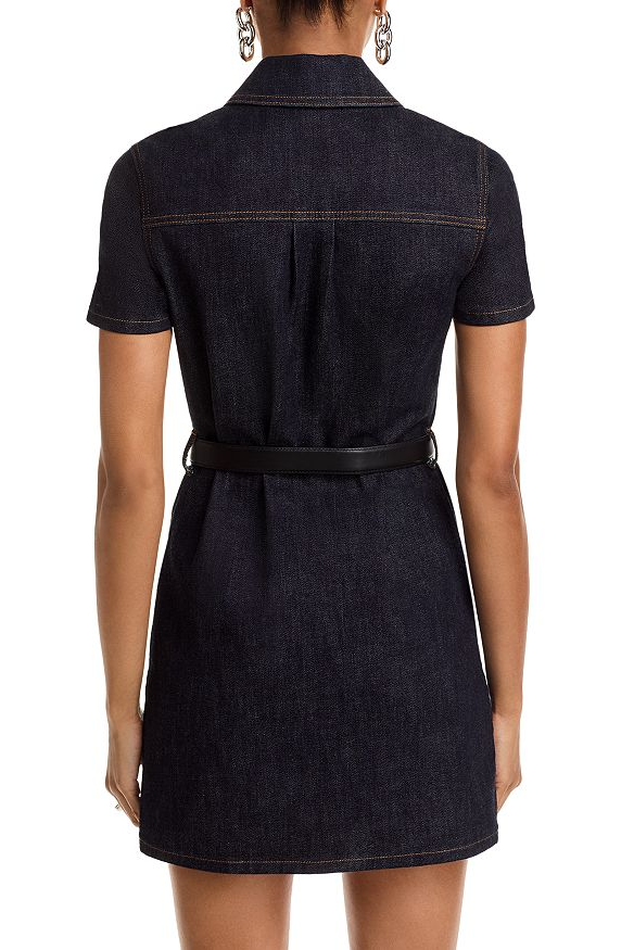 Denim Crystal Trim Mini Dress in Black