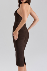 Halter Bodycon Midi Bandage Dress