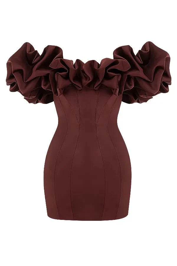 Satin Ruffle Mini Dress