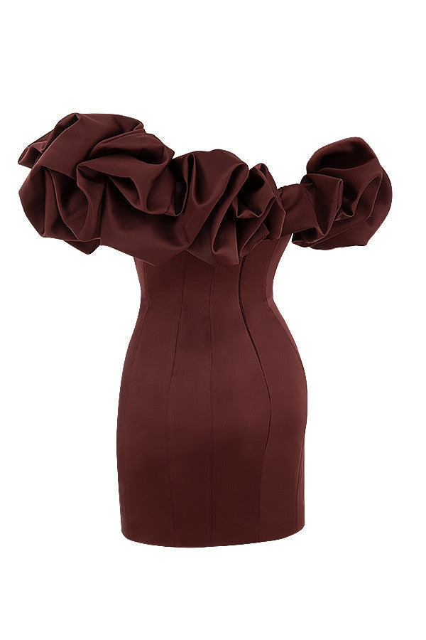 Satin Ruffle Mini Dress