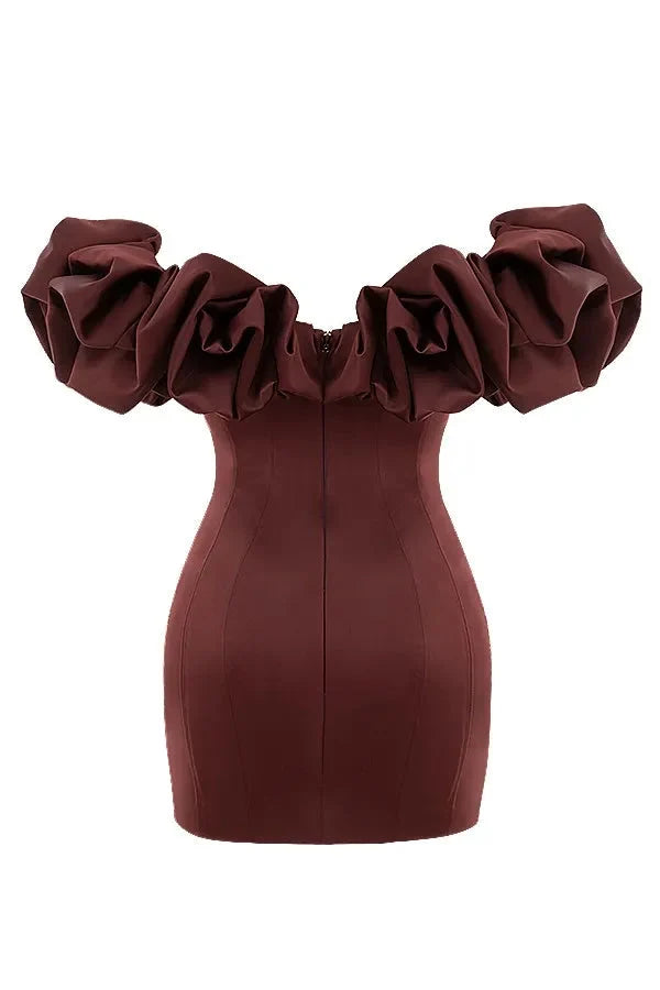 Satin Ruffle Mini Dress