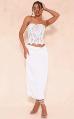 White Textured Sheer Floral Lace Corset