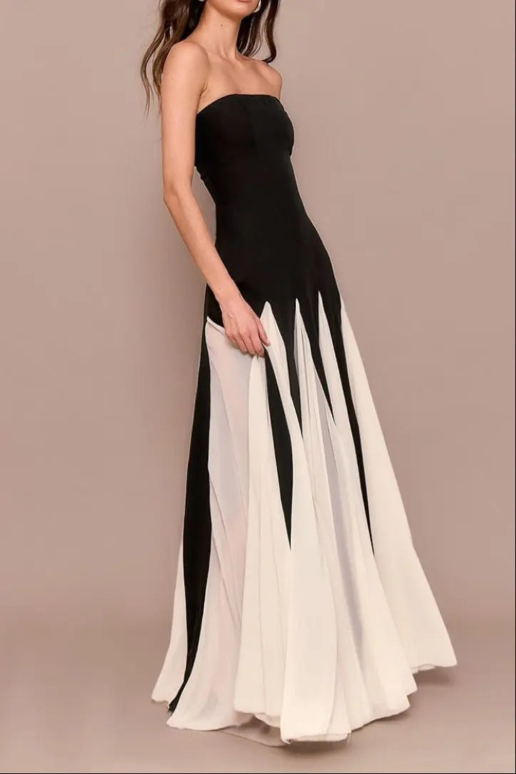 Black Bandeau Contrast Maxi Dress