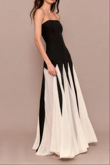 Black Bandeau Contrast Maxi Dress