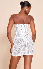 White Textured Floral Lace Mini Skirt