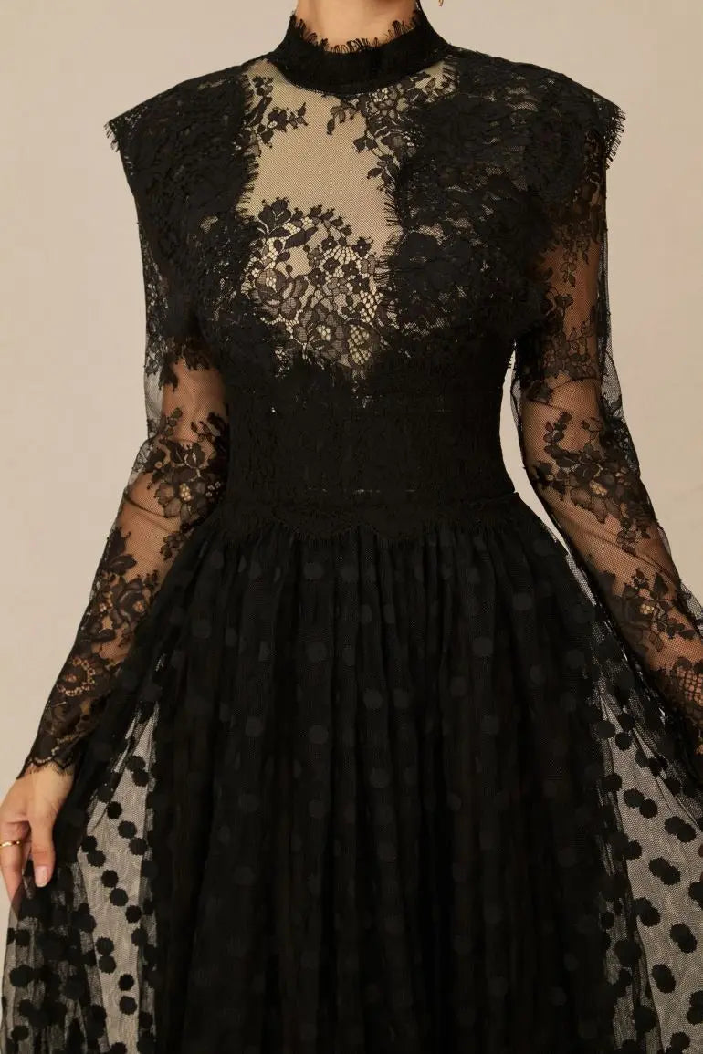 Enchantment Black Lace Maxi Dress