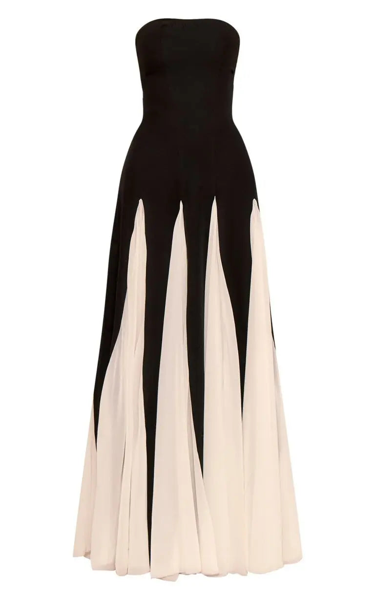 Black Bandeau Contrast Maxi Dress