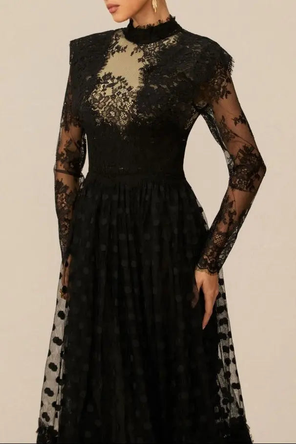 Enchantment Black Lace Maxi Dress